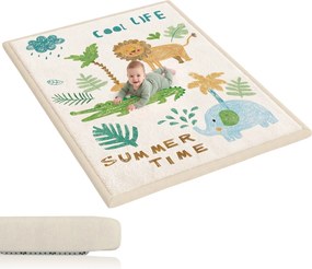 AIYAPLAY Tapete de Atividades Infantil Tapete de Quarto em Espuma Espessura 3 cm Estampa Animal Fundo Antiderrapante 150x200cm | Aosom Portugal
