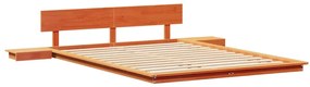 Estrado de Cama com Mesas de Cabeceira Castanho Encerado 140x200cm Mad