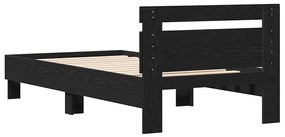 Cama da – Carvalho Preto, 90x190 cm, feita de madeira engenheirada.