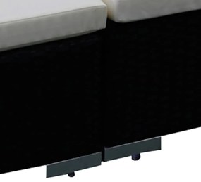 6 pcs conjunto lounge de jardim c/ almofadões vime PE preto