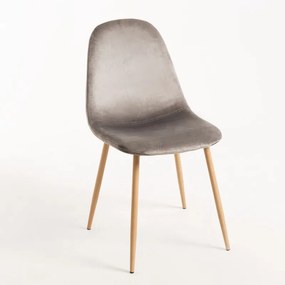 Cadeira Teok Veludo - Cinza claro