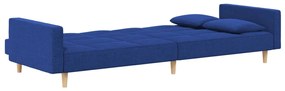 Sofá-cama 2 lugares com duas almofadas tecido azul