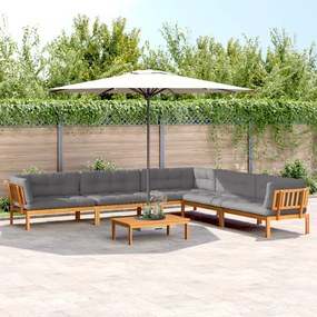 vidaXL 6 pcs conj. sofás paletes p/ jardim c/ almofadões acácia maciça