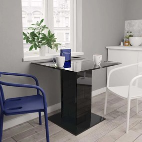 vidaXL Mesa de jantar 80x80x75 cm contraplacado preto brilhante