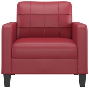 Poltrona 60 cm couro artificial vermelho tinto