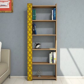 Estante City – Nogueira e Amarelo – 64,6 cm x 170 cm x 24,2 cm