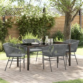 vidaXL Conjunto de Jantar de Jardim com 5 Peças e Almofadas Cinza em Rattan