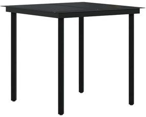 3 pcs conjunto de jantar para jardim com almofadões preto
