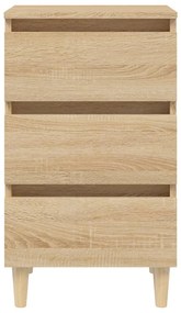 Mesa de cabeceira pernas de madeira 40x35x69cm carvalho sonoma