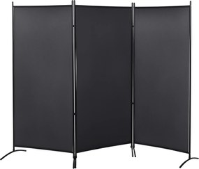 Biombo de 3 painéis, 2,53 x 0,5 x 1,82 A m.de proteção contra olhares indiscretos, biombo com base separadora em metal e poliéster cinzento escuro