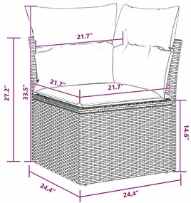 Conjunto de Sofá de Jardim com 9 Peças e Almofadas Pretas em Rattan de