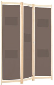 Divisória de quarto com 3 painéis 120x170x4 cm tecido castanho