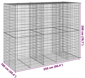 Cesto gabião com cobertura 250x100x200 cm ferro galvanizado