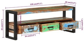 Móvel de TV 120x30x45 cm madeira recuperada maciça