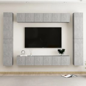 10 pcs conjunto de móveis de TV contraplacado cinzento cimento