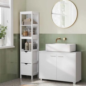 Armário para lavatório (NÃO INCLUIDO) com 2 compartimentos 30 x 80 x 60 cm branco