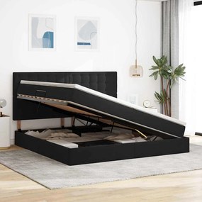 vidaXL Cama com arrumação e colchão Preto 200 x 200 cm Veludo
