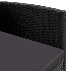 5 pcs conjunto de jantar para jardim vime PE e aço preto