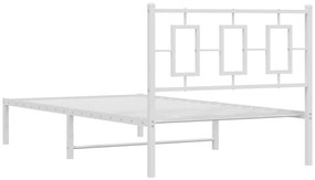Estrutura de cama com cabeceira 100x190 cm metal branco