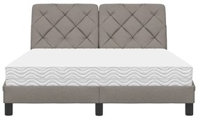 Cama com colchão 140x200 cm tecido castanho-acinzentado
