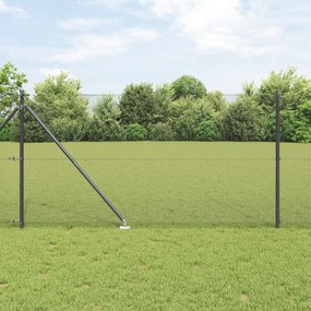 vidaXL Cerca de Arame Soldado com 13 Estacas Cinza 1.4x25 m Aço