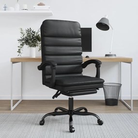 vidaXL Cadeira escritório massagens reclinável couro artificial preto