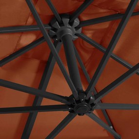Guarda-sol jardim cantilever c/ luzes LED 250x250 cm terracotta