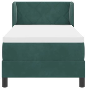 Cama Box com Colchão vidaXL Verde Escuro 80x200 cm Veludo