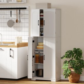 Armário Alto de Cozinha, 60 x 35 x 162 cm, 10 Compartimentos, Branco