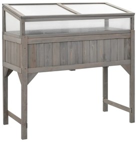 vidaXL Canteiro elevado c/ estufa 110x54x120cm madeira de abeto maciça