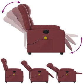 Poltrona massagens reclin. elétrica couro artif. vermelho-tinto