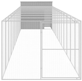 Casota cães c/ parque 214x1273x181 cm aço galvaniz. cinza-claro