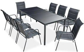 Conjunto de jantar para jardim 9 pcs preto