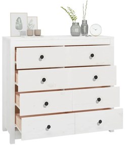 Armário de apoio 100x40x90 cm pinho maciço branco