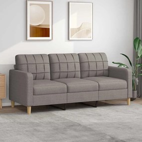 Sofá de 3 lugares tecido 180 cm cinzento-acastanhado