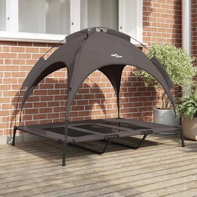 vidaXL Cama Elevada para Cão com Teto Removível Castanho XL Aço