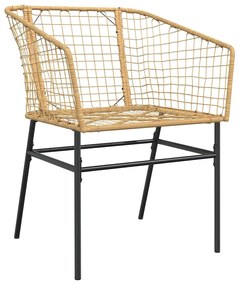 Conjunto jantar jardim 3 peças vidro vime PE castanho