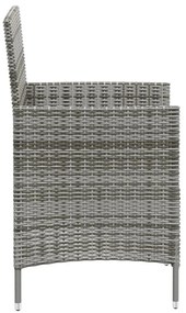 Conjunto jantar p/ exterior com almofadões 3 pcs vime cinzento