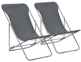 vidaXL Cadeiras de praia dobráveis 2 pcs aço e tecido oxford cinzento