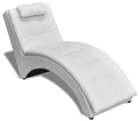 Chaise longue com almofada couro artificial branco