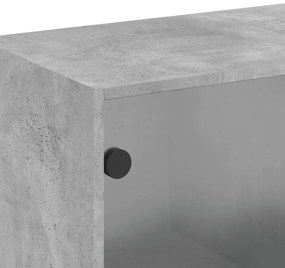 Armário de parede c/ portas de vidro 68x37x68,5cm cinza cimento