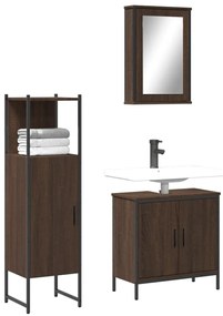 vidaXL 3 pcs conj. móveis WC derivados madeira cor carvalho castanho