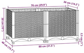 Canteiro elevado 80x40x38 cm polipropileno