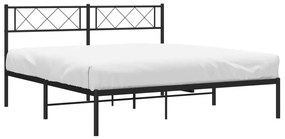 Estrutura de cama em metal com cabeceira 150x200 cm preto