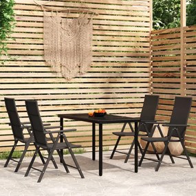 vidaXL 5 pcs Conjunto de jantar para jardim preto