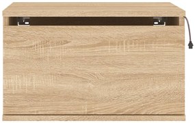 Mesa de cabeceira de parede com luzes LED carvalho sonoma