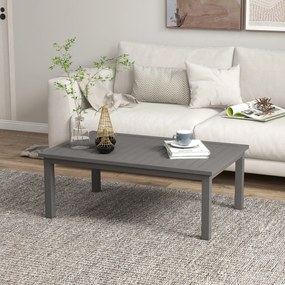 Mesa de centro retangular com tampo de ripas para interior/exterior em alumínio, 100 x 60 x 37 cm, castanho