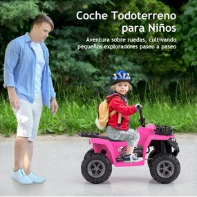Moto 4 eletrica para crianças 6V de 4 rodas com botão de arranque Pneus Faróis LED Rosa