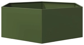 Vaso/floreira jardim hexagonal 138x120x45 cm aço verde azeitona