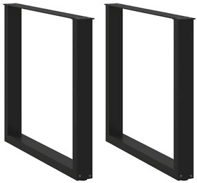 Pés de mesa de jantar em forma de U, 2 peças, preto, 80x (72-73) cm, a